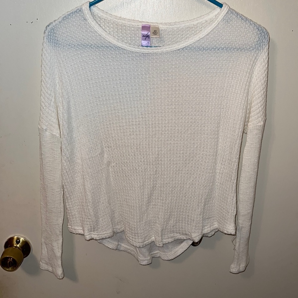 White waffle sweater